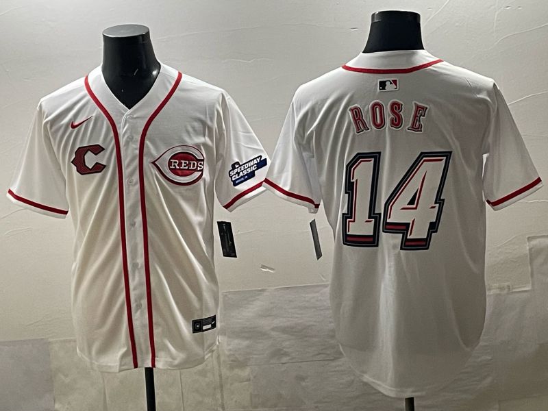 Men 2025 Cincinnati Reds #14 Rose White Nike 2025 MLB Jersey 05->cincinnati reds->MLB Jersey